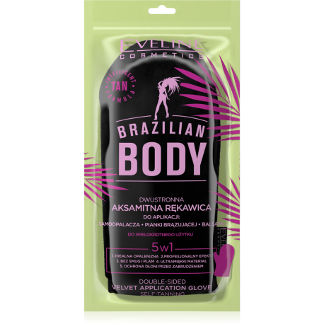 Brazilian body - Obojstranná zamatová rukavica na samoopaľovacie produkty